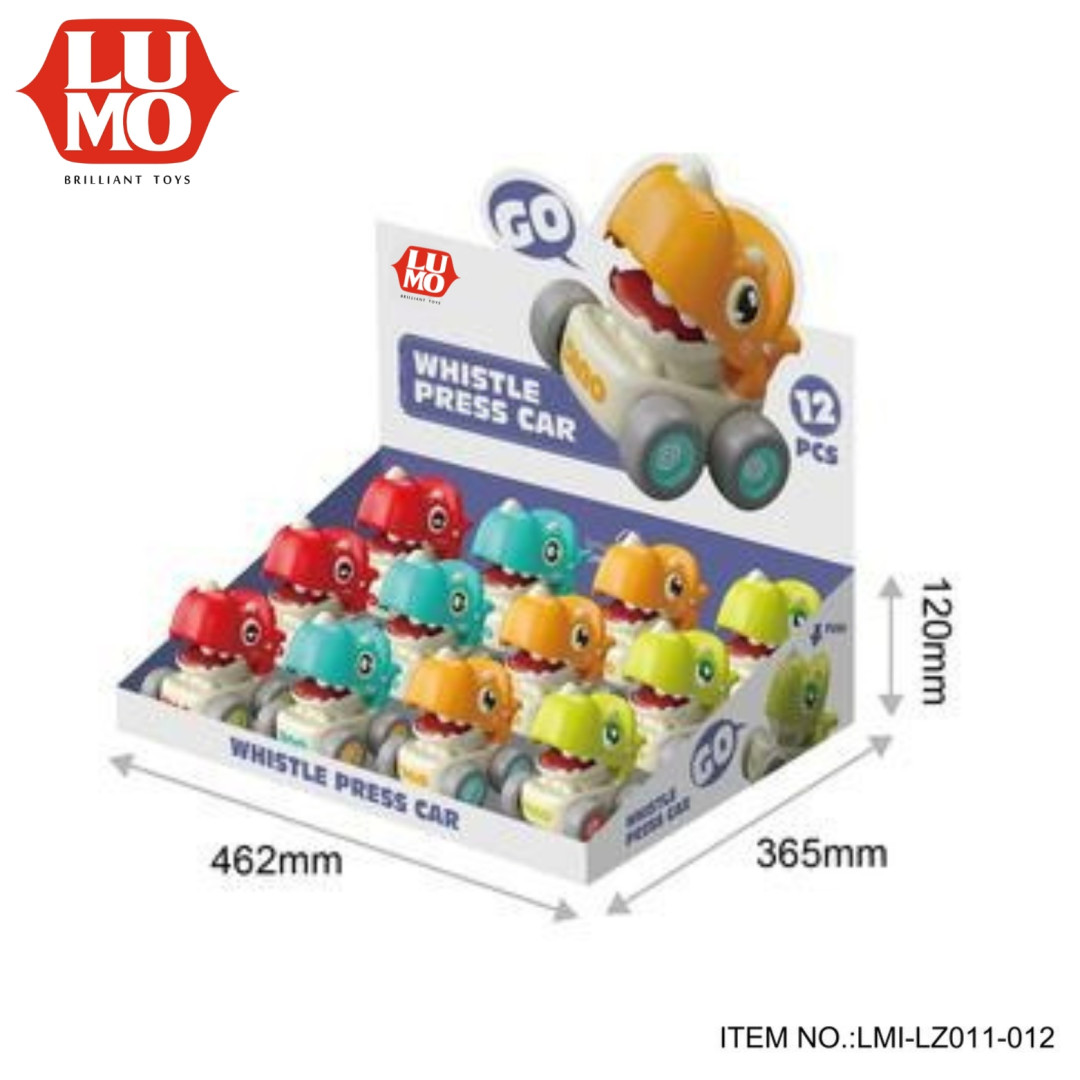 12 PCS PRESS AND GO DINO CAR